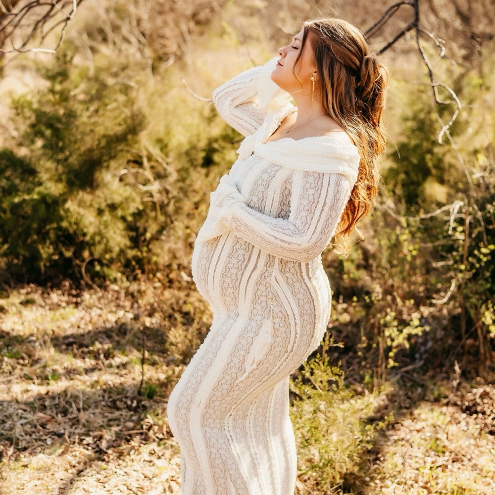 Elegant Cream Long Sleeve Dress (Stretchy for maternity)